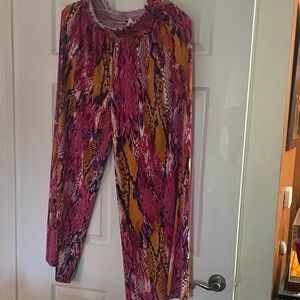 Vibrant Multicolor Snake Print Pants